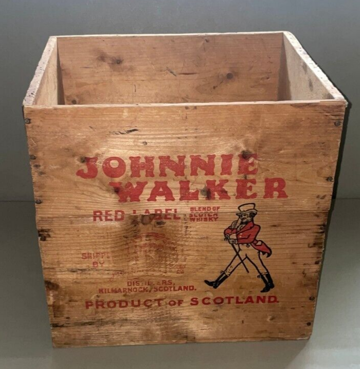Johnnie Walker 木製 ウッドボックス アンティーク Johnnie Walker Red Whiskey Wooden Crate Box Nails Bar Decor Liquor