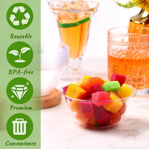 Thenshop 250 Pieces 9 oz Clear Dessert Bowls Hard Plastic Soup Bowls Salad Bo... - Picture 3 of 7