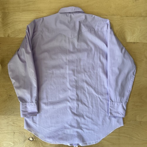 Vintage H Bar C Pearl Snap Shirt 16.5 Purple 80s Western Wear Cowboy Made in USA - Picture 7 of 8