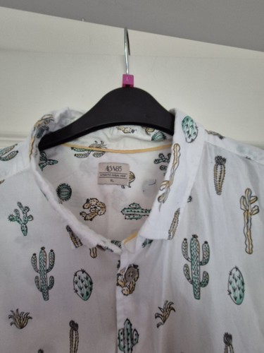 Matalan XL Mens Short Sleeved Shirt. Cactus Print. White - Picture 4 of 5