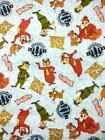 yogi bear cartoon fun fabric print crafts flannel piece 16 x 9.5 inch Usa seller
