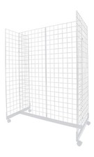 Gondola Unit Panel Stand Display Rack Grid White Base Casters 48" L x 66" H x 24
