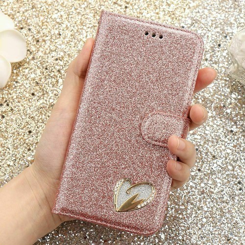 Samsung Galaxy S23 S25 Handyhülle Glänzend Leder Bling Glitzer Flip Wallet Cover - Bild 18 von 37