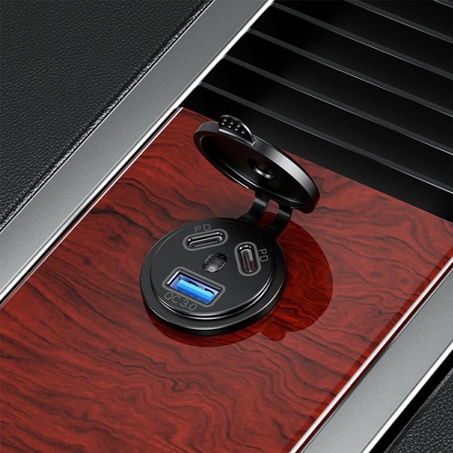 QC3.0 USB Outlet 108W 3 Ports Car Charger Socket Dual 45W PD Type C 12V/24V 18W - Picture 14 of 27