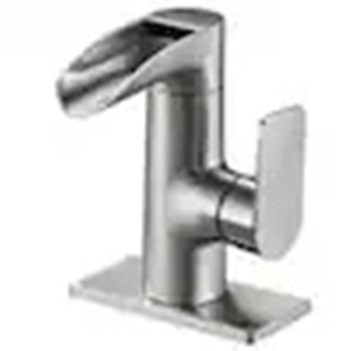 Zalerock Waterfall 1 Handle Bath Faucet Brushed Nickel w/ Deckplate & PopUp - 第 1/8 張圖片