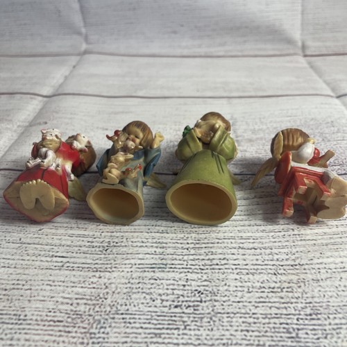 VINTAGE LIL ANGELS HOLDING ANIMALS CHILD CHRISTMAS ORNAMENTS - Picture 2 of 8