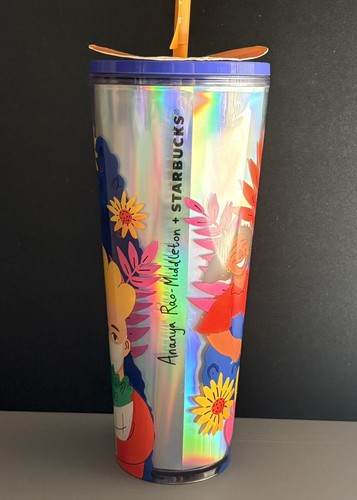 STARBUCKS + Ananya Rao-Middleton Iridescent Holographic Drink Tumbler 24oz NEW - Picture 2 of 12