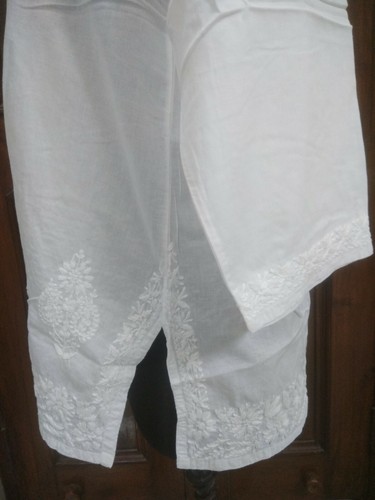 2XL 46" HANDMADE TUNIC KURTA ETHNIC 100% MALMAL COTTON TOP CHIKAN EMBROIDERY - Picture 5 of 6