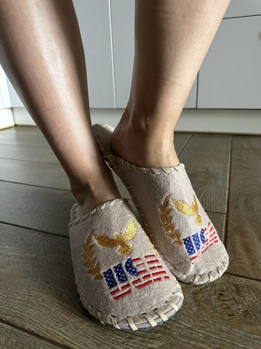 Pantofole sauna tradizionali con simboli nazionali degli Stati Uniti scarpe da spa casa taglia comfort - Foto 7 di 9