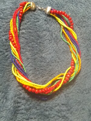 ZDF 14'' Multi Strand Beaded Choker Necklace Very Colorful  Seed beads and bigger