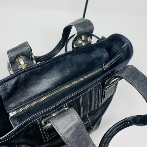 COACH Large SoHo Shoulder Tote 10037 in Smooth Black Leather w/ Accent Stitching - Picture 8 of 12