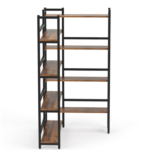 8-Shelf Corner Bookcase Industrial L Shaped Bookshelf Etagere Display Storage - Picture 9 of 12