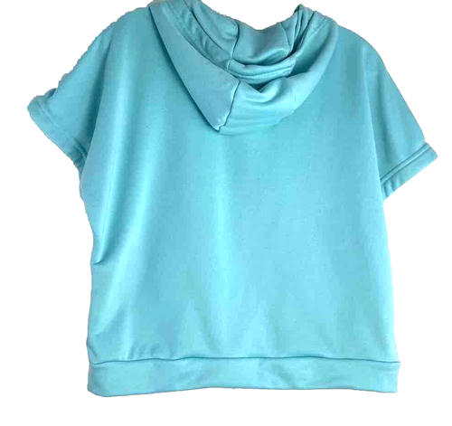 Nike Dry Core FZ Hoodie Short Sleeve Sweatshirt Teen Girls Crop 859966 XL Blue - Picture 2 of 10