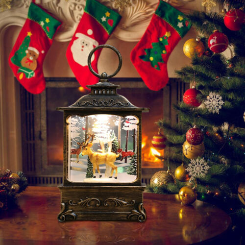 Christmas Snow Globes Lighted Water Lantern Glittering Music Lighted Lantern - Picture 8 of 13