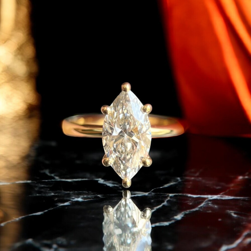 Yellow Gold Marquise Cut 14k Marquise Diamond Ring Marquise-Cut