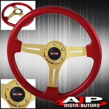 Universal 350mm 6 Bolt Godsnow Metallic Red Steering Wheel 1.75 Deep Dish