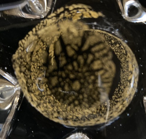 Clear Art Glass 4" STAR SHAPE Paperweight Hand Blown Gold Fleck Swirl Bubbles - Picture 7 of 10