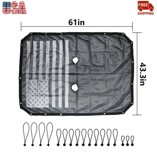 For Jeep Wrangler JK 2007-2017 4Door USA Flag Roof Top Sunshade Mesh Shade Cover - Picture 3 of 13