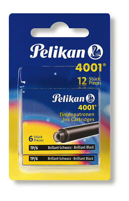 12 Pelikan Tintenpatronen 4001  / Füllerpatronen / Farbe: brilliant schwarz