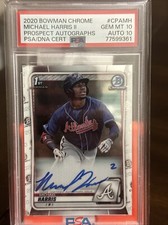 2020 Michael Harris 1st Bowman Chrome Prospect Auto RC ROOKIE PSA 10 GEM 10 Auto