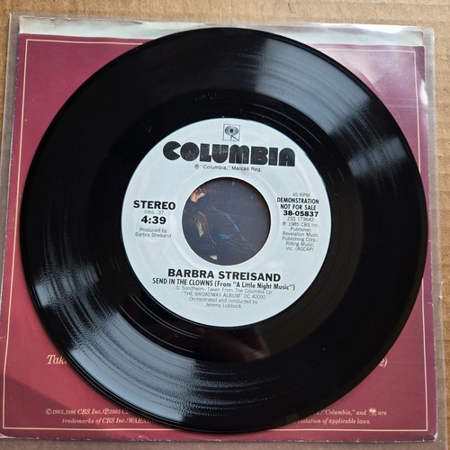 BARBRA STREISAND Send In The Clowns DJ PROMO 45 7" Record Vinyl Records - Picture 3 of 4