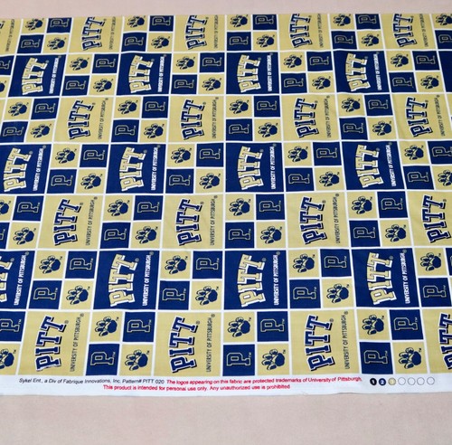University Of Pittsburgh ~ Block Pattern College Cotton Fabric 1/4 Yard 9” X 44” - Picture 11 of 20