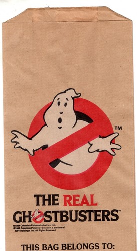 THE REAL GHOSTBUSTERS De colección 1986 Bolsa de Papel Almuerzo Palomitas de Maíz Casi Nuevo Sin Usar Carrusel - Imagen 3 de 3