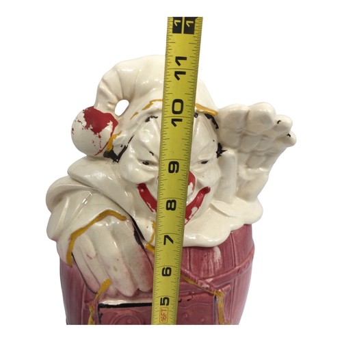 Vintage McCoy Clown Cookie Jar Pink Barrel Waving Smiling Ceramic Circus Scary - Picture 23 of 24