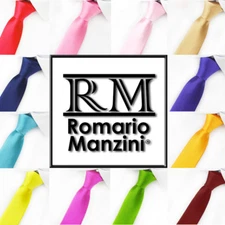New Romario Manzini® Men's Traditional Solid Color Ties (55 colors)