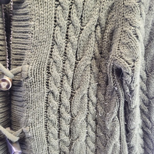 Cabelas Womens Deer Lodge Hooded Cable Knit Cardigan Shacket Sherpa Trim Small - Picture 5 of 18