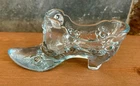 Fenton Glass Slipper Ice Blue Cabbage Rose 6" Original Sticker Vintage Shoe
