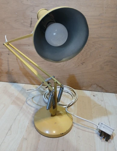 Yellow 2 Step ANGLEPOISE LAMP INDUSTRIAL VINTAGE CLASSIC OFFICE DESK & Base