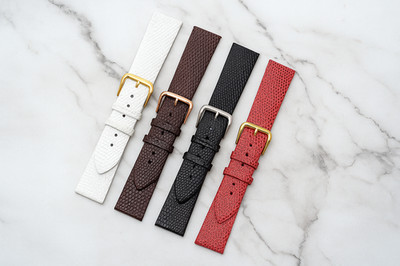 Handmade Leather Watch Strap 16mm 21mm Vintage Soft Lizard Grain for Watches