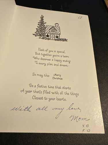 Tarjeta de Navidad de Colección Mcm Casa Rosa Años 60 Árbol Decorado Corona Ventanas Sello - Imagen 7 de 9