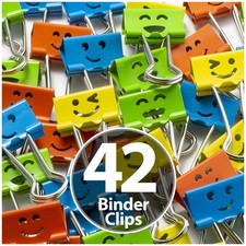 42 Pack Smiling Style Metal Binder Clips Paper Clamps for Office School Supplies