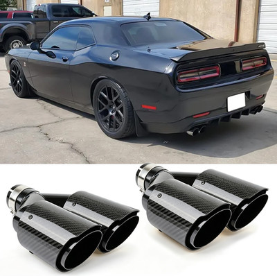 2.5'' Carbon Endrohre Doppelrohr Auspuffblende auspuff Für Dodge Challenger Rt