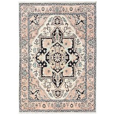 5'x7' Light Pink Heris Medallion Design Hand Knotted Pure Wool Oriental Rug 2798