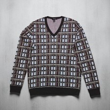 Louis Vuitton Plaid V-Neck Cardigan  Old Money Elegance, Made in Italy, Size M