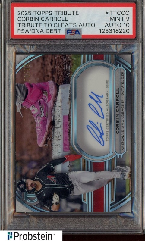 2025 Topps Tribute to Cleats Corbin Carroll /99 PSA 9 PSA/DNA AUTO 10