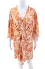 Significant Other Womens Linen Blend Floral Long Sleeve Mini Dress Orange Size 1