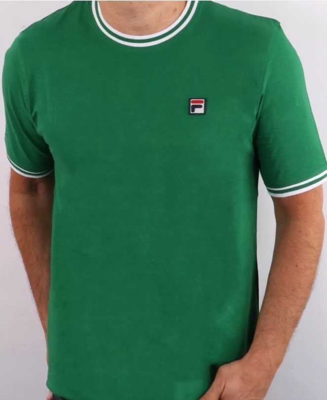 T shirt Fila Flank Ringer verde taglia Uk XSmall nuova con etichette