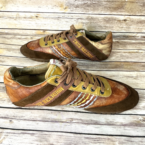 Sneakers stringate True Religion da uomo in pelle marrone e camoscio stile retrò 13 - Foto 5 di 10
