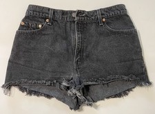 Vintage Levis 550 Cut Off Jean Shorts Womens Size 12 Black Denim 31 Waist
