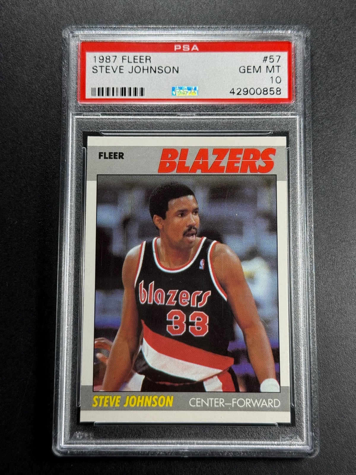 STEVE JOHNSON 1987 87-88 FLEER #57 CARD PSA 10 RARE GEM NBA BLAZERS (SET BREAK)