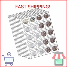 10 Sheets Coin Collection Pages,Coin Binder Inserts Sleeves with 9 Hole for Coin