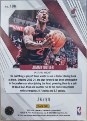 2023-24 Panini Phoenix Orange 36/99 Jimmy Butler #186 Miami Heat - Picture 2 of 2