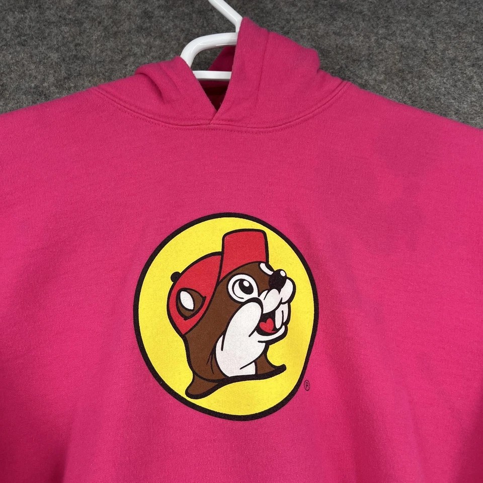 Buc-ee's Hoodie Sweatshirt Girls Large Pink Pullover Graphic Kangaroo Pocket - Image 2 of 4