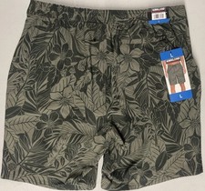 KIRKLAND Signature Men's Swim Short LARGE Trunk Comfort Waist/Liner FLORAL GREEN