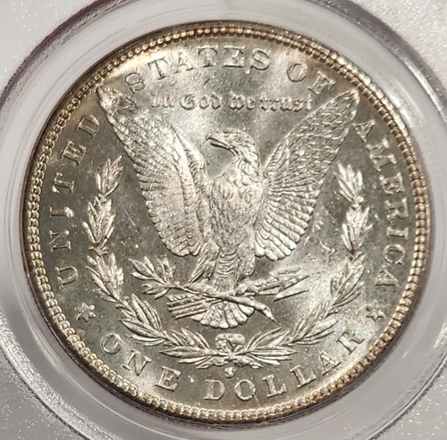 1881-S Morgan dollaro d'argento $1 PCGS MS64 OGH vecchio supporto verde Pl Obv - Foto 4 di 6