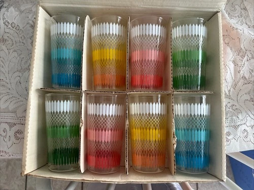 Set Of 8 Vintage Anchor Hocking Happy Time Glasses - 11.5 OZ